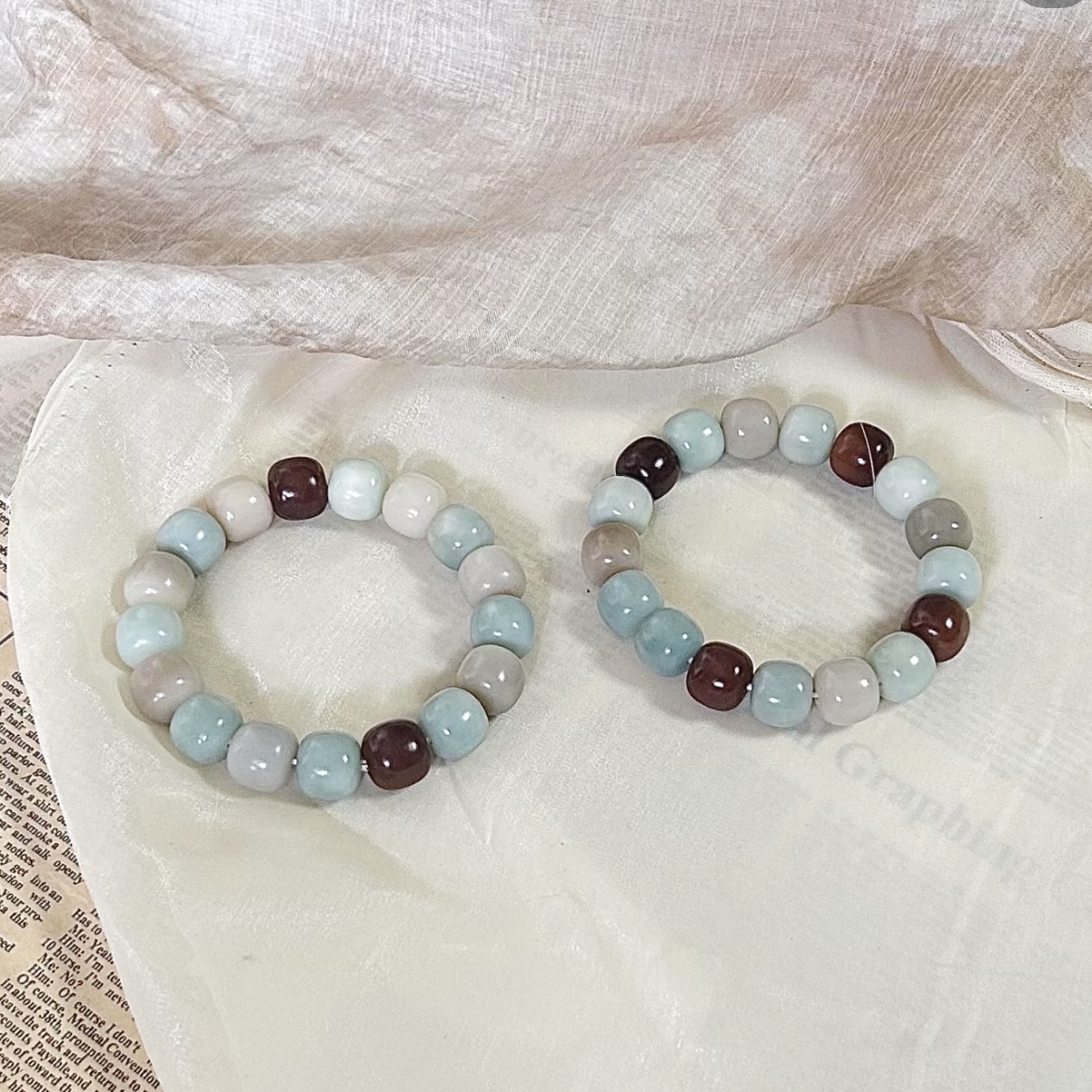 	Decorative Bodhi beads bracelet dark mint